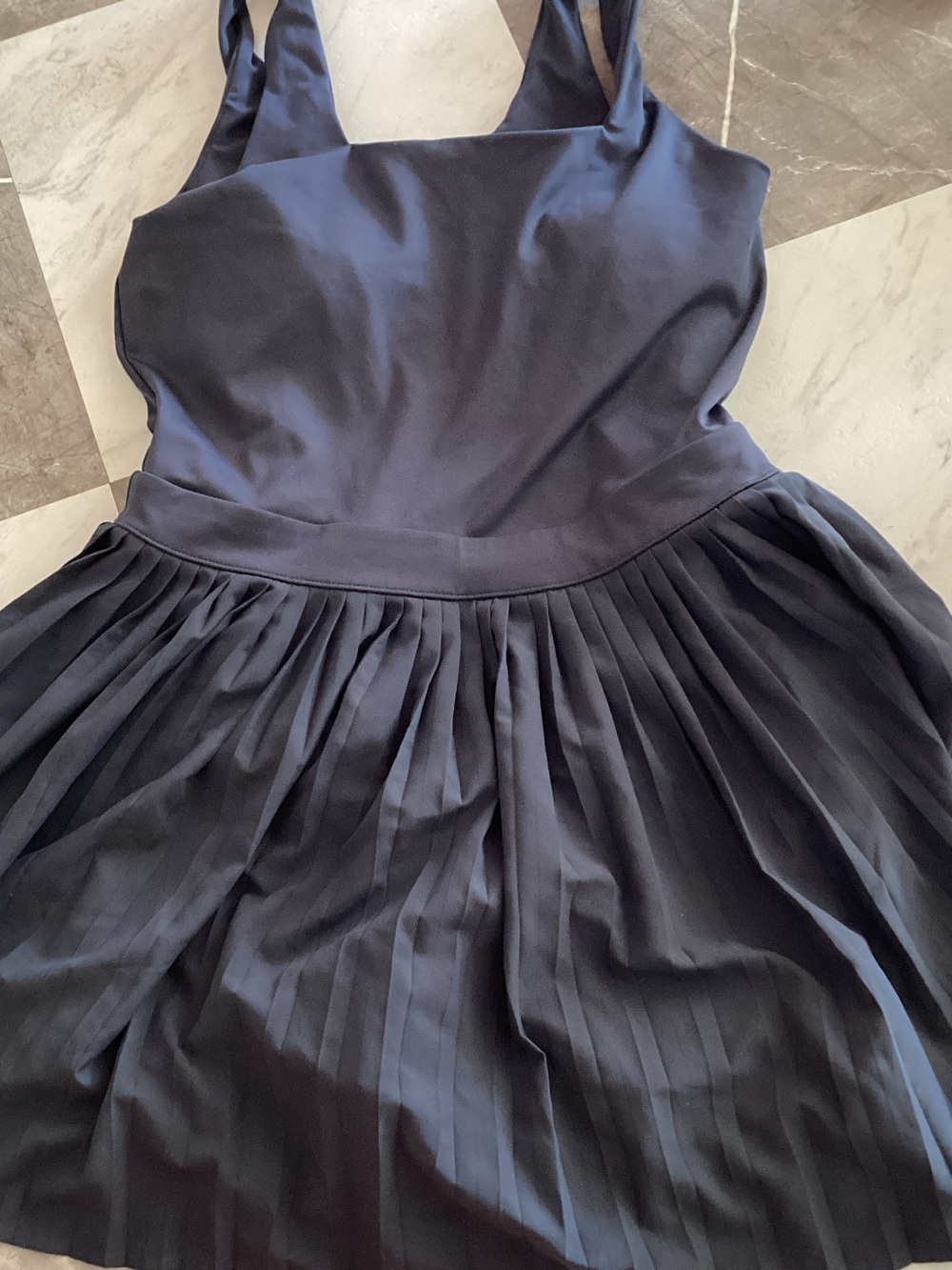 Navy Sleeveless athletic Pleated Skirt Dress